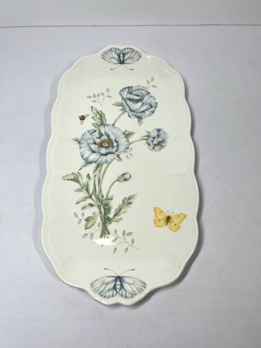 Lenox Butterfly Meadow Oblong Sandwich Tray Platter Floral